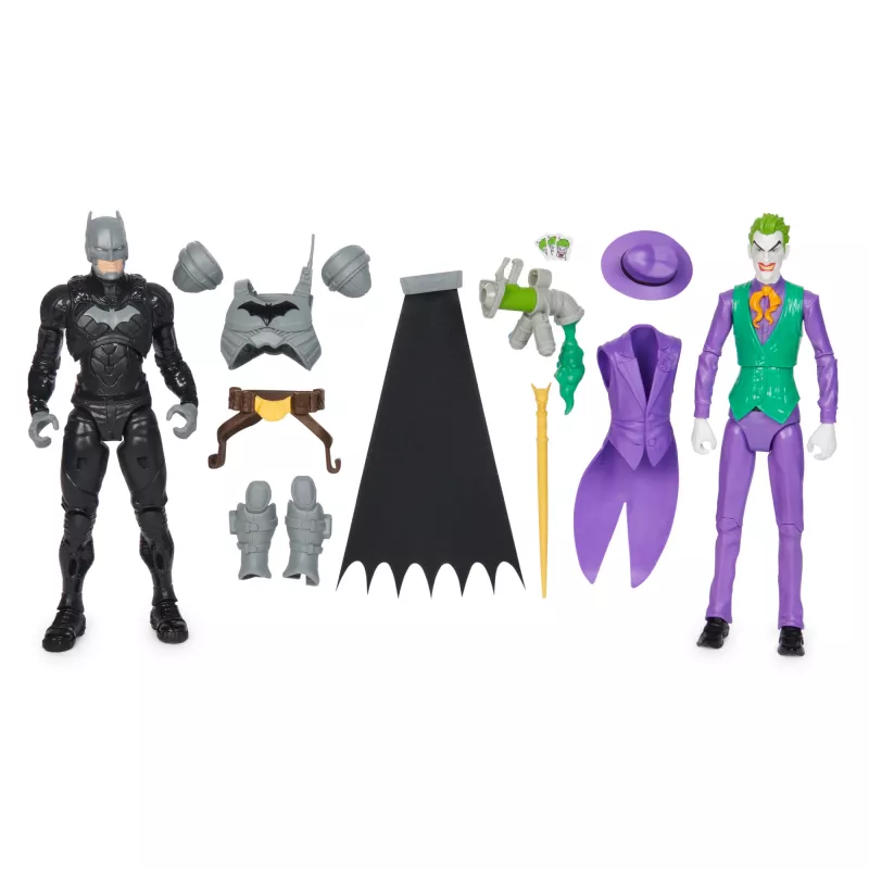 DC Comics, Batman Adventures, set action figure Batman vs The Joker, 2 figure, 12 accessori armatura, giocattolo supereroe da 30,5 cm per bambini e bambine