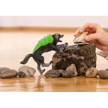 Figura Schleich ELDRADOR CREATURES Granitwolf modello 70153, età 7+, verde/grigio