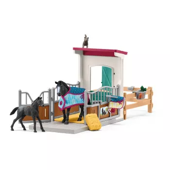 schleich HORSE CLUB box per cavalli con giumenta e puledro, scuderia, cavalli, 5 anni, multicolore, plastica