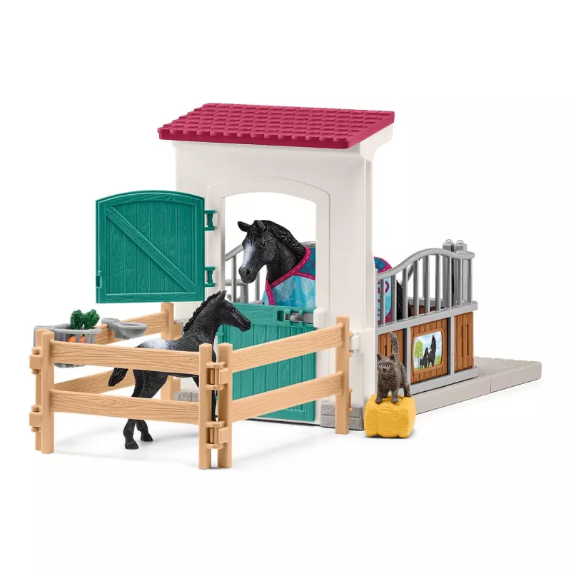 schleich HORSE CLUB box per cavalli con giumenta e puledro, scuderia, cavalli, 5 anni, multicolore, plastica