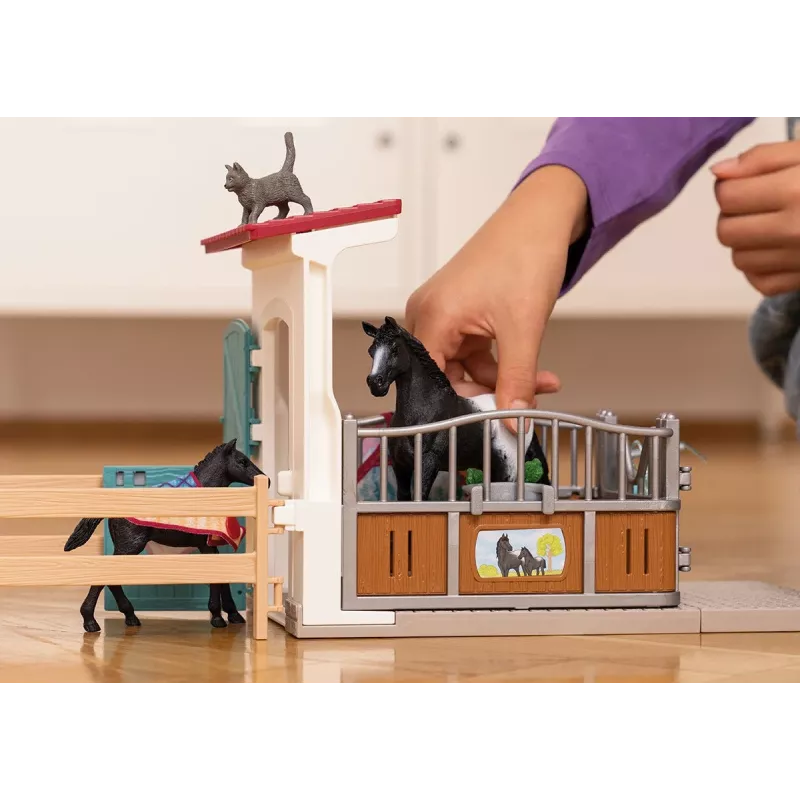 schleich HORSE CLUB box per cavalli con giumenta e puledro, scuderia, cavalli, 5 anni, multicolore, plastica