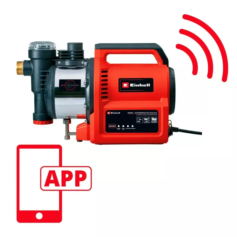 Pompa per acqua EINHELL GE‑AW 1144 SMART — 1100 W, controllo tramite app, irrigazione del giardino e trasferimento acqua