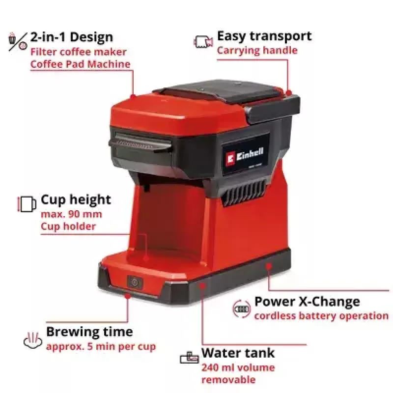 Caffettiera a filtro Einhell 0,24 L TE-CF 18 Li-Solo
