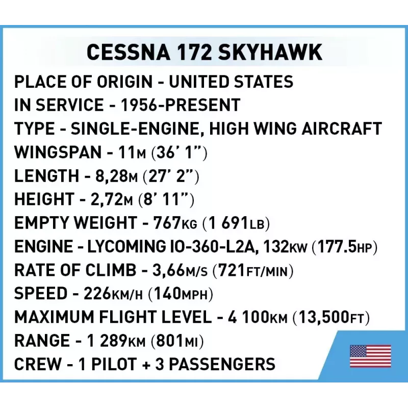 Giocattolo da costruzione Cobi Cessna 172 Skyhawk giallo modello 26621 – kit in scala