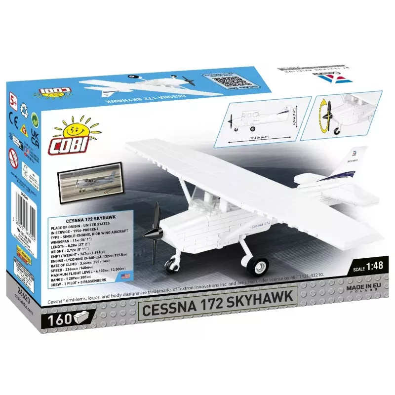 Giocattolo da costruzione Cobi Cessna 172 Skyhawk bianco kit