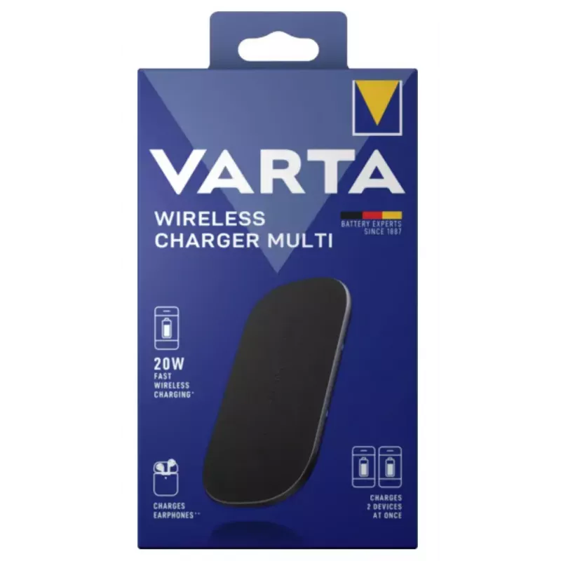Caricabatterie wireless Varta Wireless Charger Multi per interni ricarica rapida USB nero