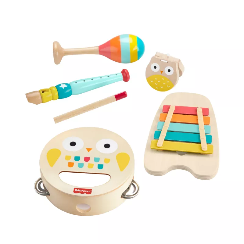 Mattel set regalo musicale con strumenti in legno per bambini piccoli