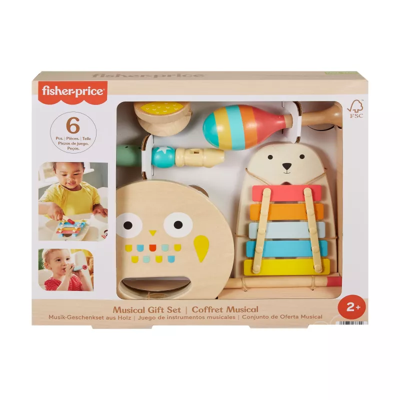 Mattel set regalo musicale con strumenti in legno per bambini piccoli