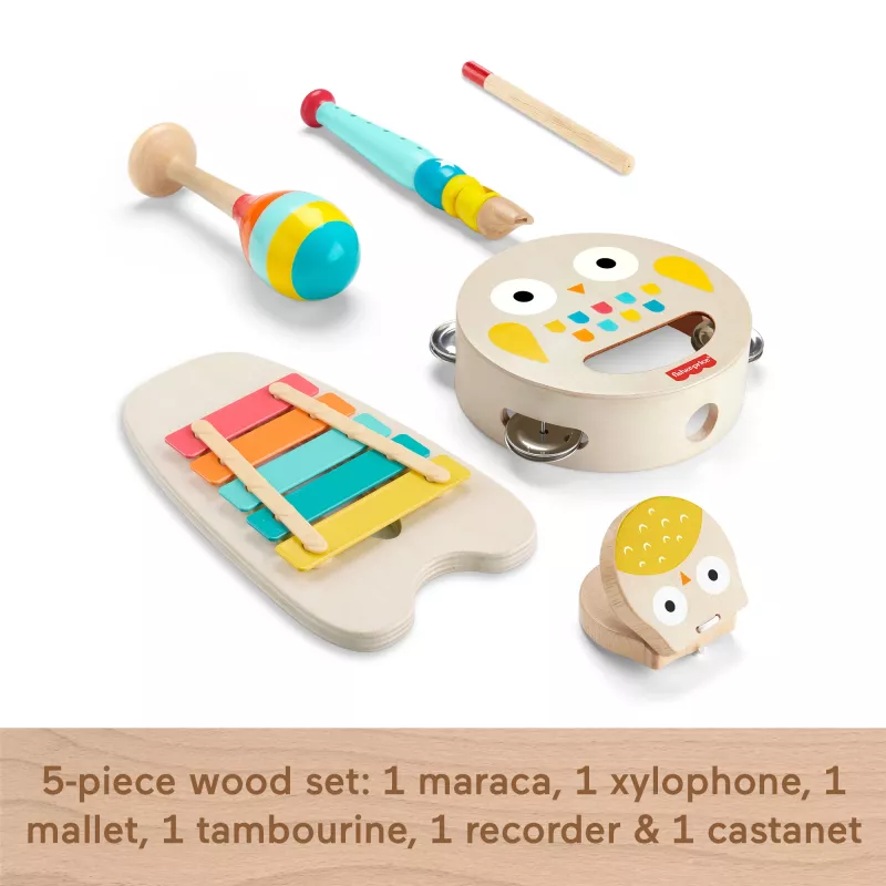 Mattel set regalo musicale con strumenti in legno per bambini piccoli