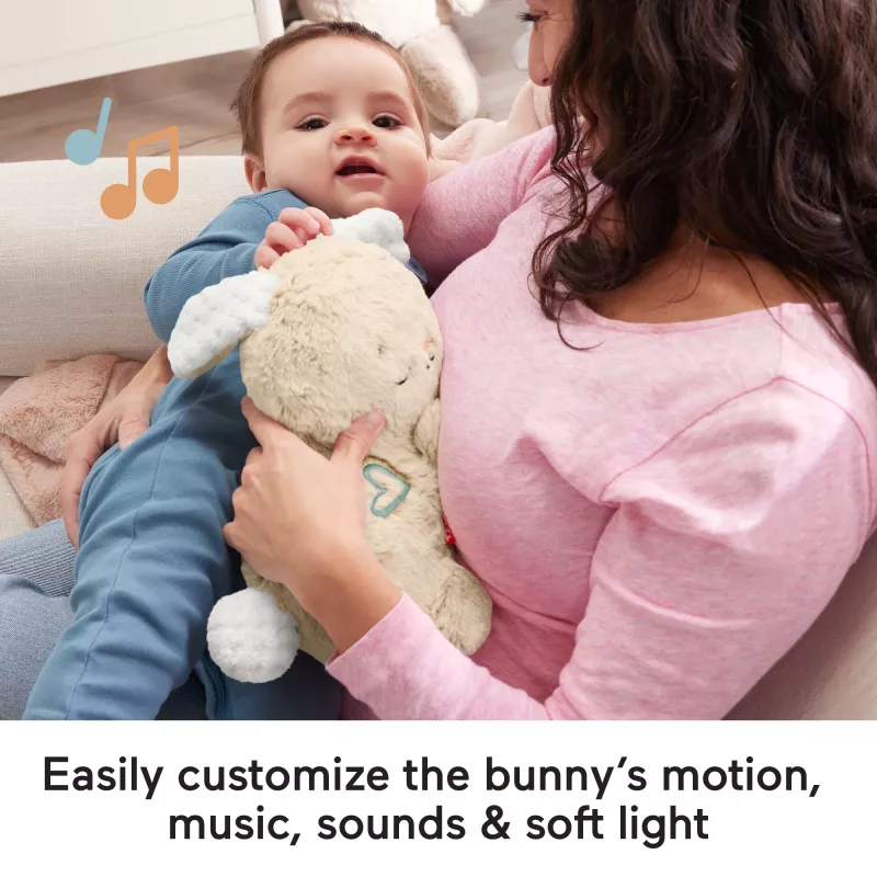 Fisher-Price Soothe & Settle Bunny peluche per neonati e dispositivo sonoro regolabile con movimento