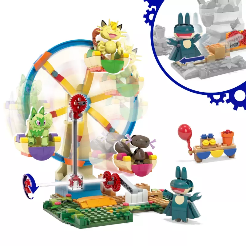 MEGA Pokémon Riesenrad-Spaß set di costruzioni, con 4 action figure (393 pezzi) per bambini