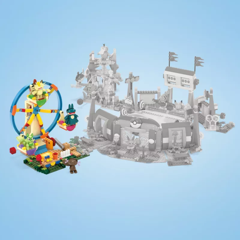 MEGA Pokémon Riesenrad-Spaß set di costruzioni, con 4 action figure (393 pezzi) per bambini