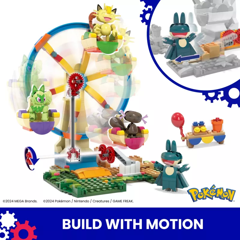 MEGA Pokémon Riesenrad-Spaß set di costruzioni, con 4 action figure (393 pezzi) per bambini