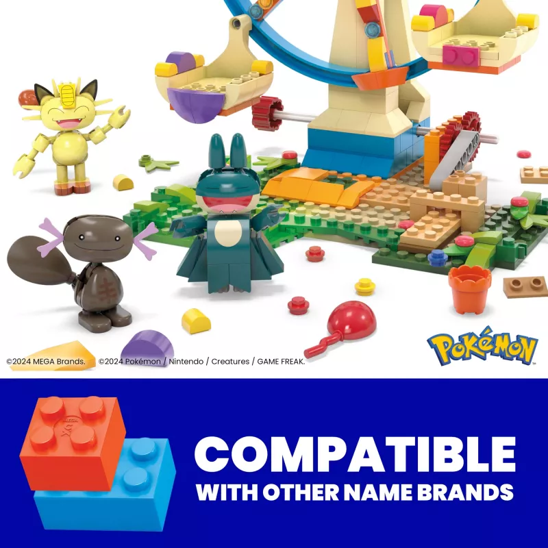 MEGA Pokémon Riesenrad-Spaß set di costruzioni, con 4 action figure (393 pezzi) per bambini