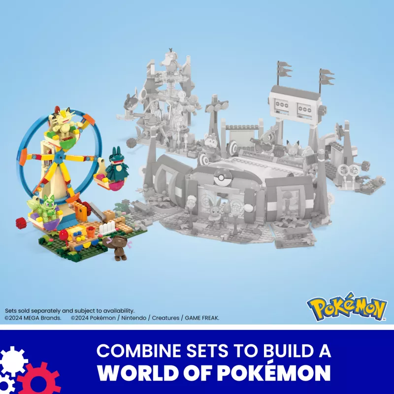 MEGA Pokémon Riesenrad-Spaß set di costruzioni, con 4 action figure (393 pezzi) per bambini