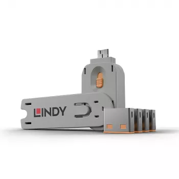Portblocker Lindy USB blocco porte confezione da 4 pz. codice colore arancione