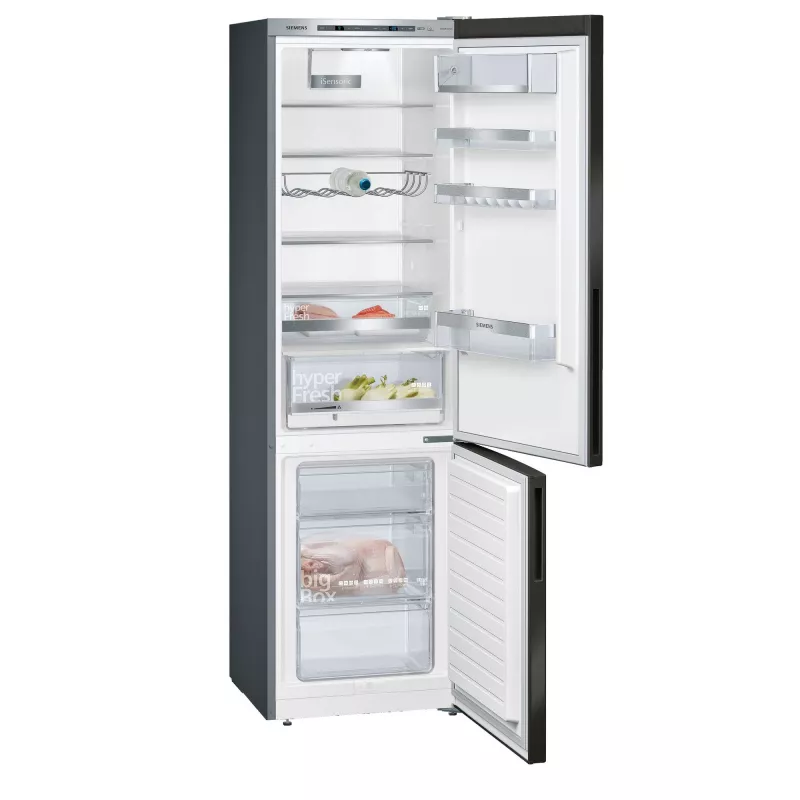 Siemens iQ500 KG39E8XBA frigorifero combinato a libera installazione, 343 L (249 L + 94 L), 201 cm, classe energetica B, nero / acciaio inox