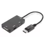 DIGITUS ASSMANN Cavo adattatore DisplayPort, DP - HDMI+DVI+VGA M-F/F/F, 20 cm cavo multimediale 3-in-1, CE, nero