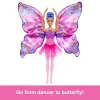 Bambola Barbie Dance and Flutter con trasformazione 2-in-1 da ballerina a farfalla, capelli viola