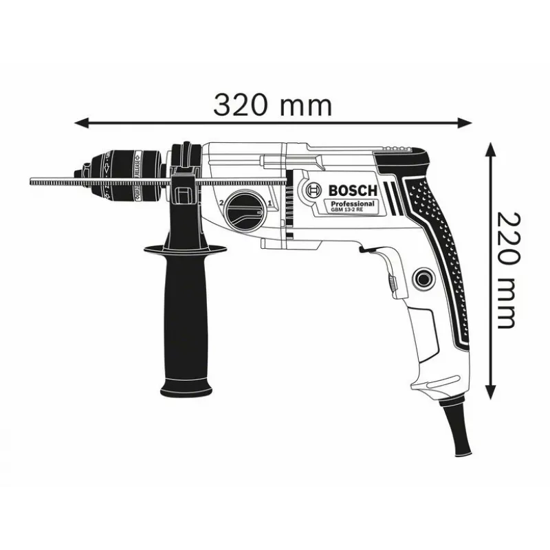 Bosch GBM 13-2 RE Professional trapano, 750 W, 3000 giri/min, 39,5 Nm, mandrino autoserrante, blu