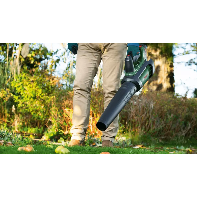 Bosch AdvancedLeafBlower 36V-750 soffiatore a batteria, 36 V, 1x 2,0 Ah, caricabatterie, 750 m³/h, 100-200 km/h, brushless, 3,5 kg, verde/nero