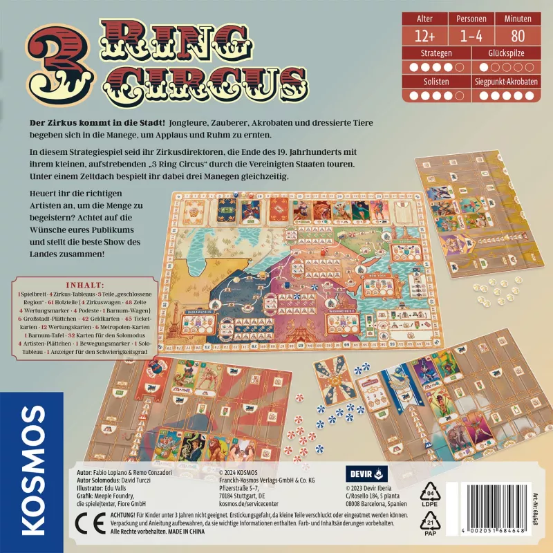 Kosmos 3 Ring Circus 80 min gioco da tavolo strategia