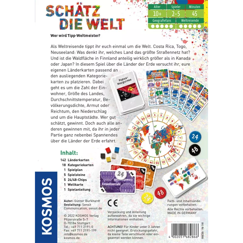 Kosmos Schätz die Welt 45 min gioco da tavolo educativo