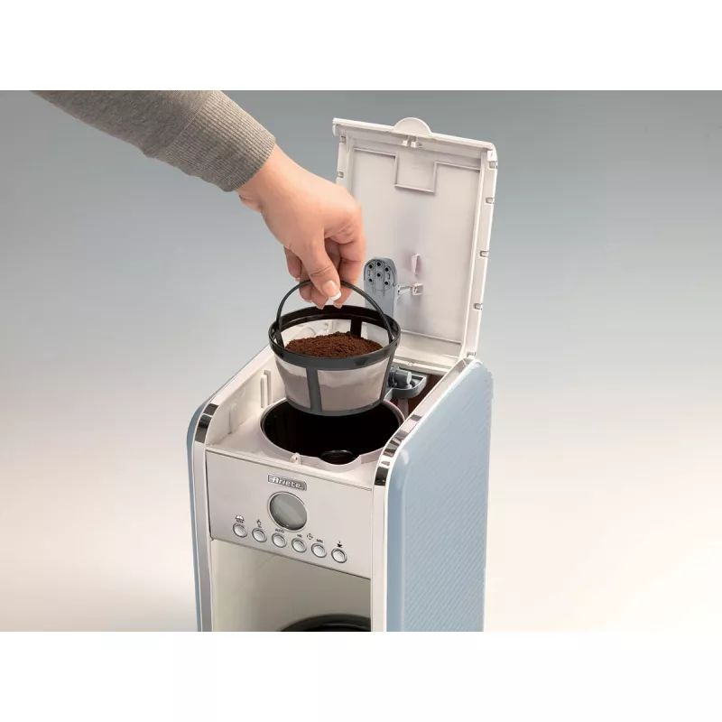 Ariete 1342 macchina per caffè americano, caraffa in vetro temperato, fino a 12 tazze, timer programmabile 24 ore, display LCD, spegnimento automatico, 2000 W, plastica, blu