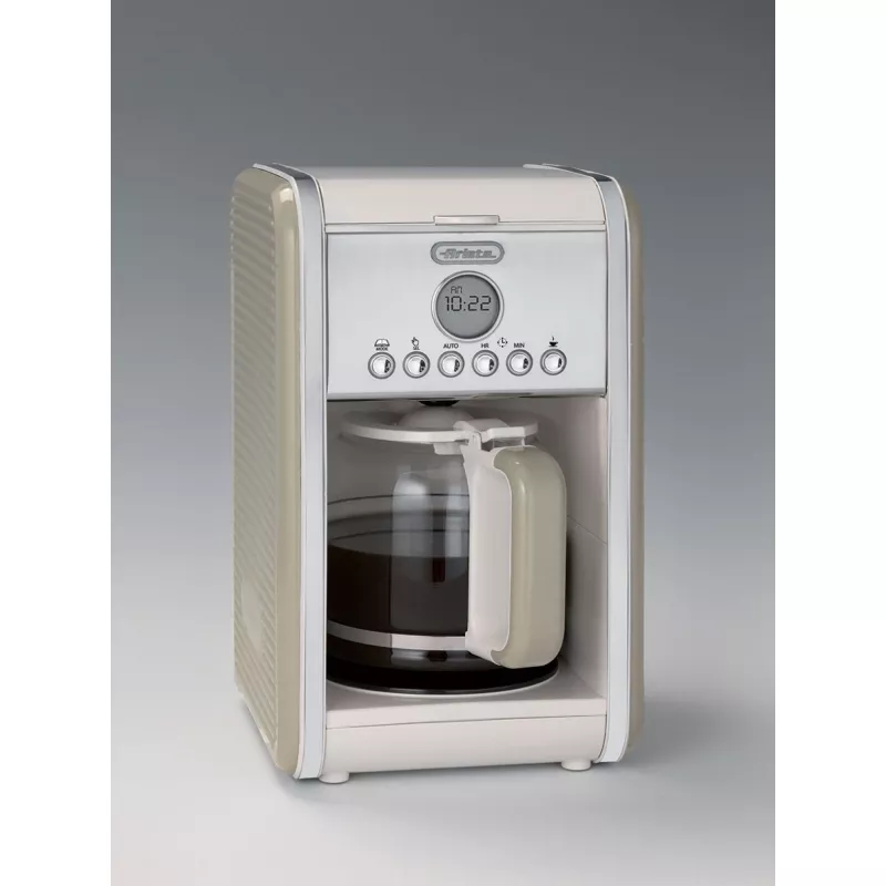 Ariete 1342 macchina per caffè americano, caraffa in vetro temperato, fino a 12 tazze, timer programmabile 24 ore, display LCD, spegnimento automatico, 2000 W, plastica, beige