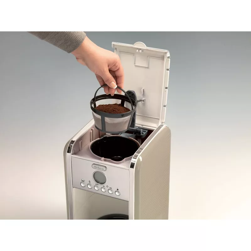 Ariete 1342 macchina per caffè americano, caraffa in vetro temperato, fino a 12 tazze, timer programmabile 24 ore, display LCD, spegnimento automatico, 2000 W, plastica, beige
