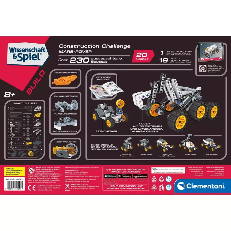 Giocattolo da costruzione Clementoni Mars Rover 59295 kit STEM — modellino didattico da assemblare