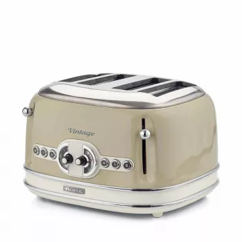 Ariete 156 tostapane Vintage 4 fette, 1600 Watt, 6 livelli di doratura, acciaio inox verniciato in beige pastello, senza pinze per sandwich