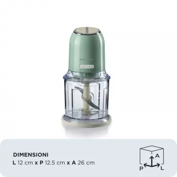 Ariete 438, tritatutto Vintage, tritatutto e tritaghiaccio, 2 velocità, 4 lame in acciaio inox, misurino da 600 ml, 400 W, verde