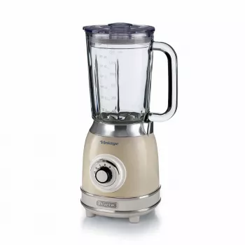 Ariete 583, frullatore Vintage con caraffa in vetro da 1,5 litri, 4 lame in acciaio inox, 4 velocità + Pulse, 1000 Watt, beige
