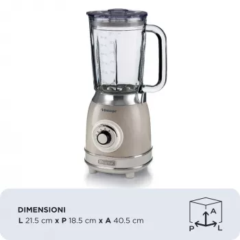 Ariete 583, frullatore Vintage con caraffa in vetro da 1,5 litri, 4 lame in acciaio inox, 4 velocità + Pulse, 1000 Watt, beige