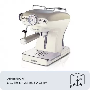 Ariete 1389 Vintage macchina per espresso - macchina per espresso per caffè macinato o cialde ESE, color beige pastello