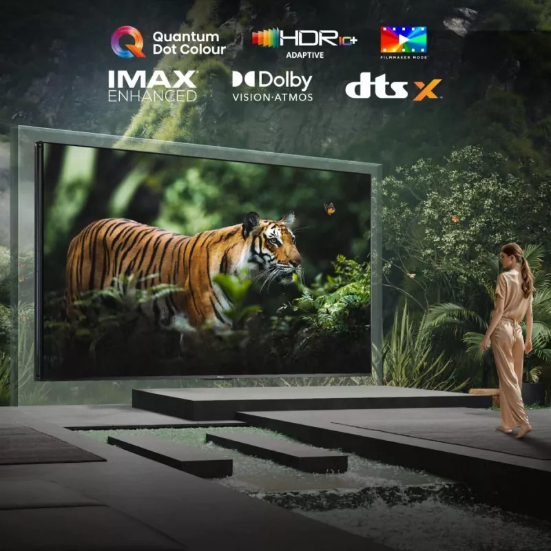 Hisense 85UXNQ TV QLED 4K Ultra HD da 215 cm (85 pollici), 120 Hz, AMD FreeSync, triplo sintonizzatore, nero