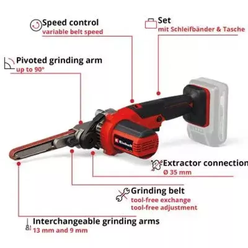 Einhell TE-BF 18 Li Solo lima elettrica a nastro a batteria, 18 V (senza batteria)