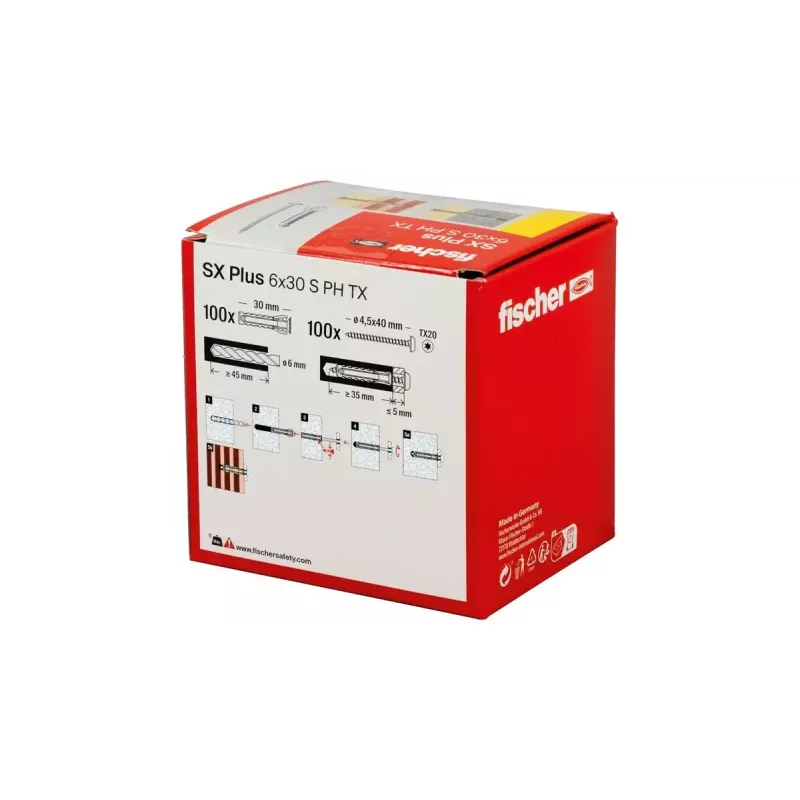Set viti e tasselli Fischer 567935 100 pezzi nylon foro 6 mm