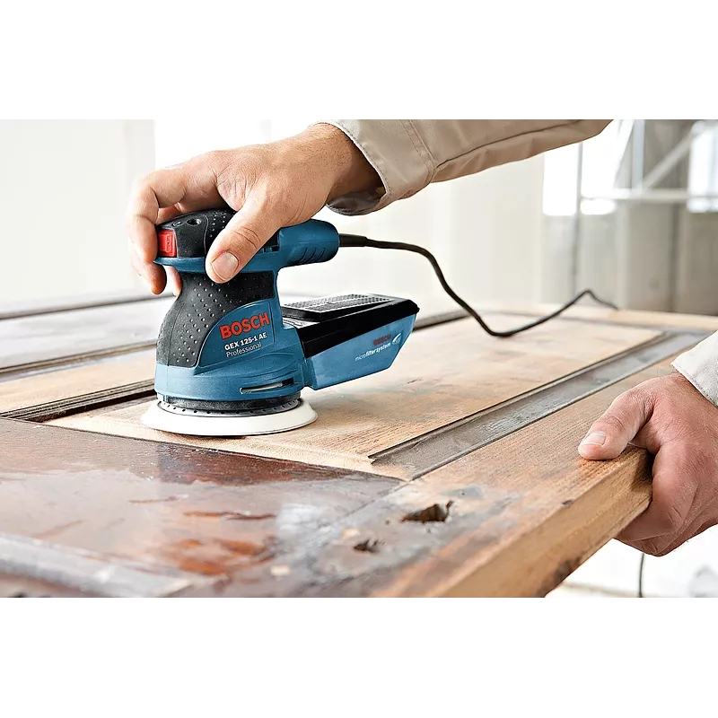 Bosch GEX 125-1 AE Professional levigatrice roto-orbitale, 250 W, 125 mm, 12000 giri/min, orbita di 2,5 mm, con valigetta, blu/nero