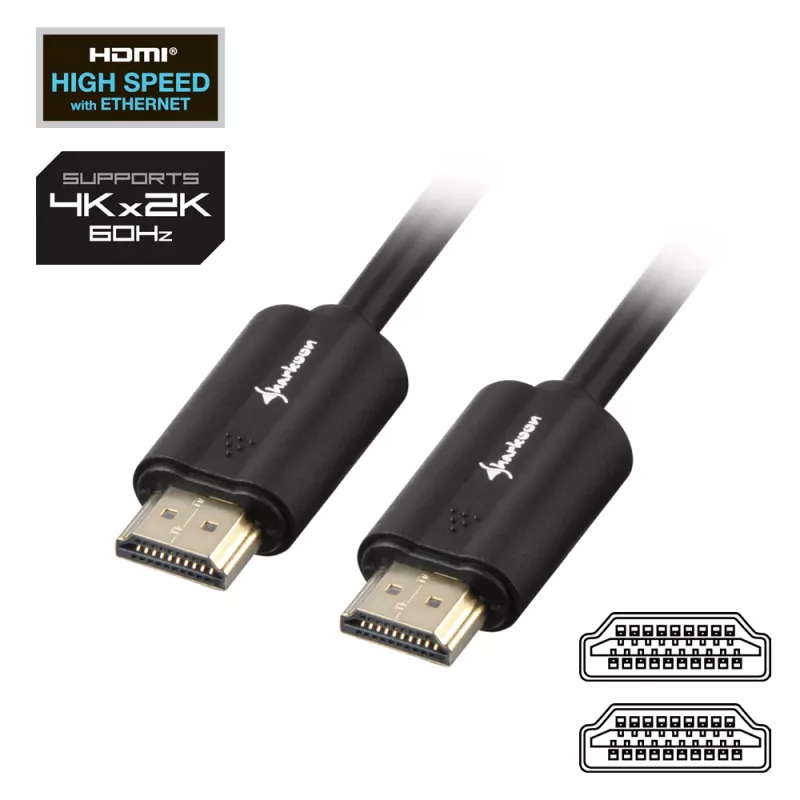 SHARKOON cavo HDMI High Speed – Ultra HD 4k M/m 3m