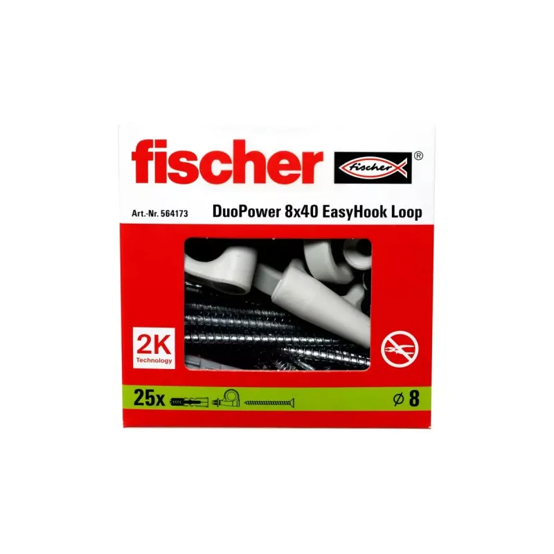 Set ganci a vite e tasselli Fischer 564173 25 pezzi plastica 8 mm