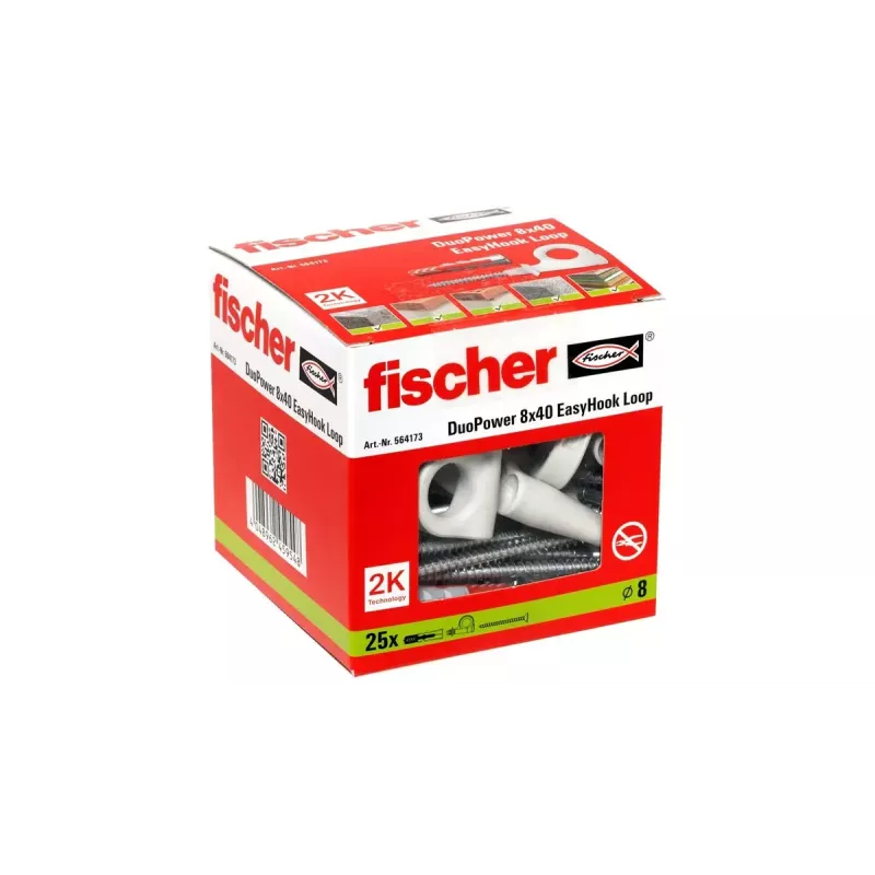 Set ganci a vite e tasselli Fischer 564173 25 pezzi plastica 8 mm