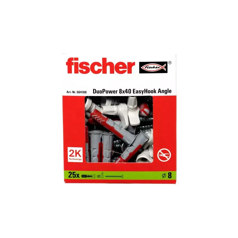 Set ganci a vite e tasselli Fischer 564169 25 pezzi plastica 8 mm