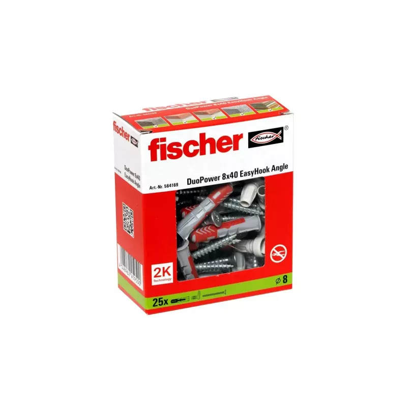 Set ganci a vite e tasselli Fischer 564169 25 pezzi plastica 8 mm