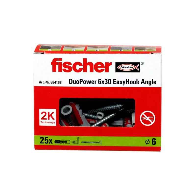 Set ganci a vite e tasselli Fischer 564168 25 pezzi foro 6 mm