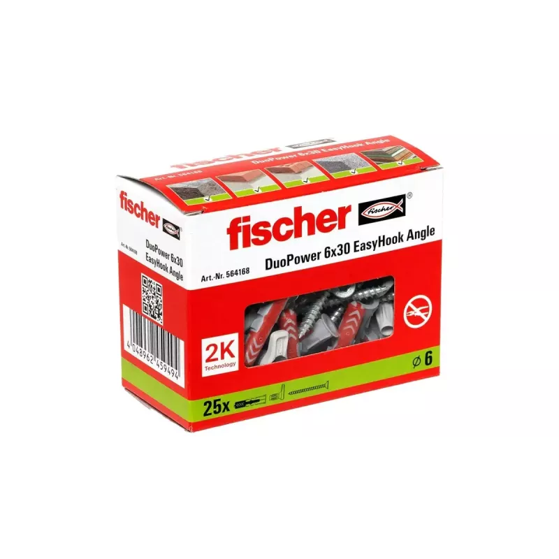 Set ganci a vite e tasselli Fischer 564168 25 pezzi foro 6 mm