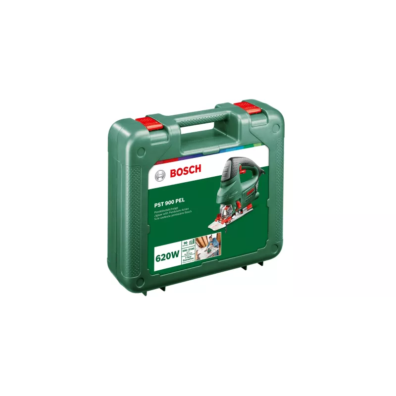 Bosch PST 900 PEL seghetto alternativo a corsa pendolare, 620 W, corsa da 23 mm, con valigetta, verde/nero