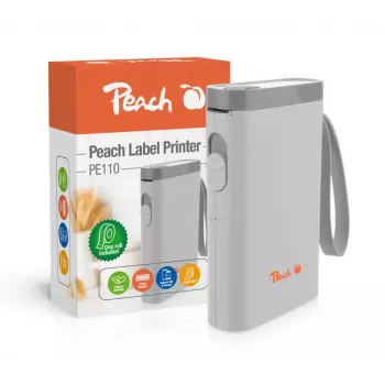 Peach PE110 stampante di etichette, stampa termica diretta, Bluetooth, batteria integrata, bianca