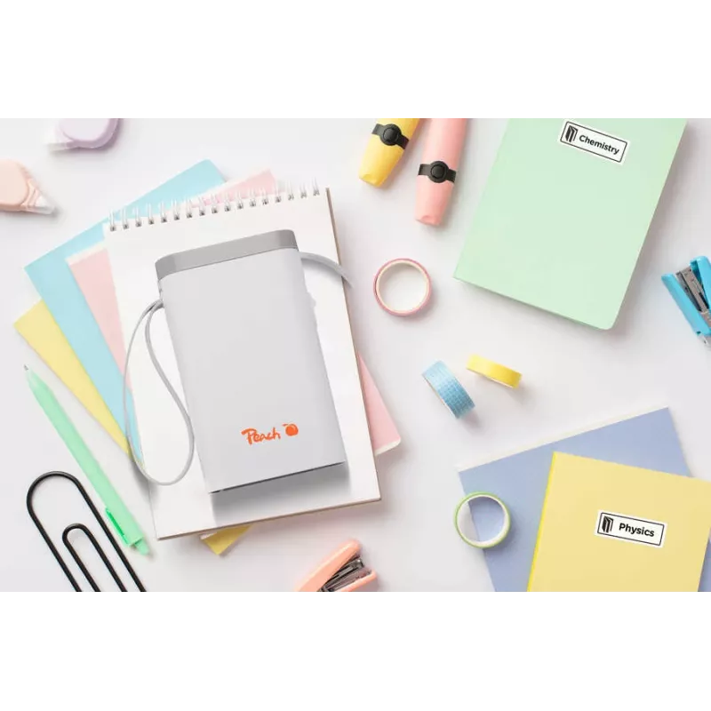 Peach PE110 stampante di etichette, stampa termica diretta, Bluetooth, batteria integrata, bianca
